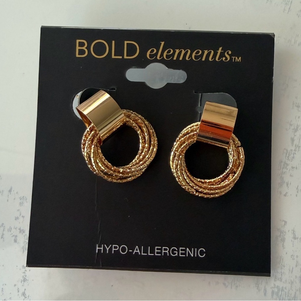 Bold Elements Twisted Gold Earrings - image 1